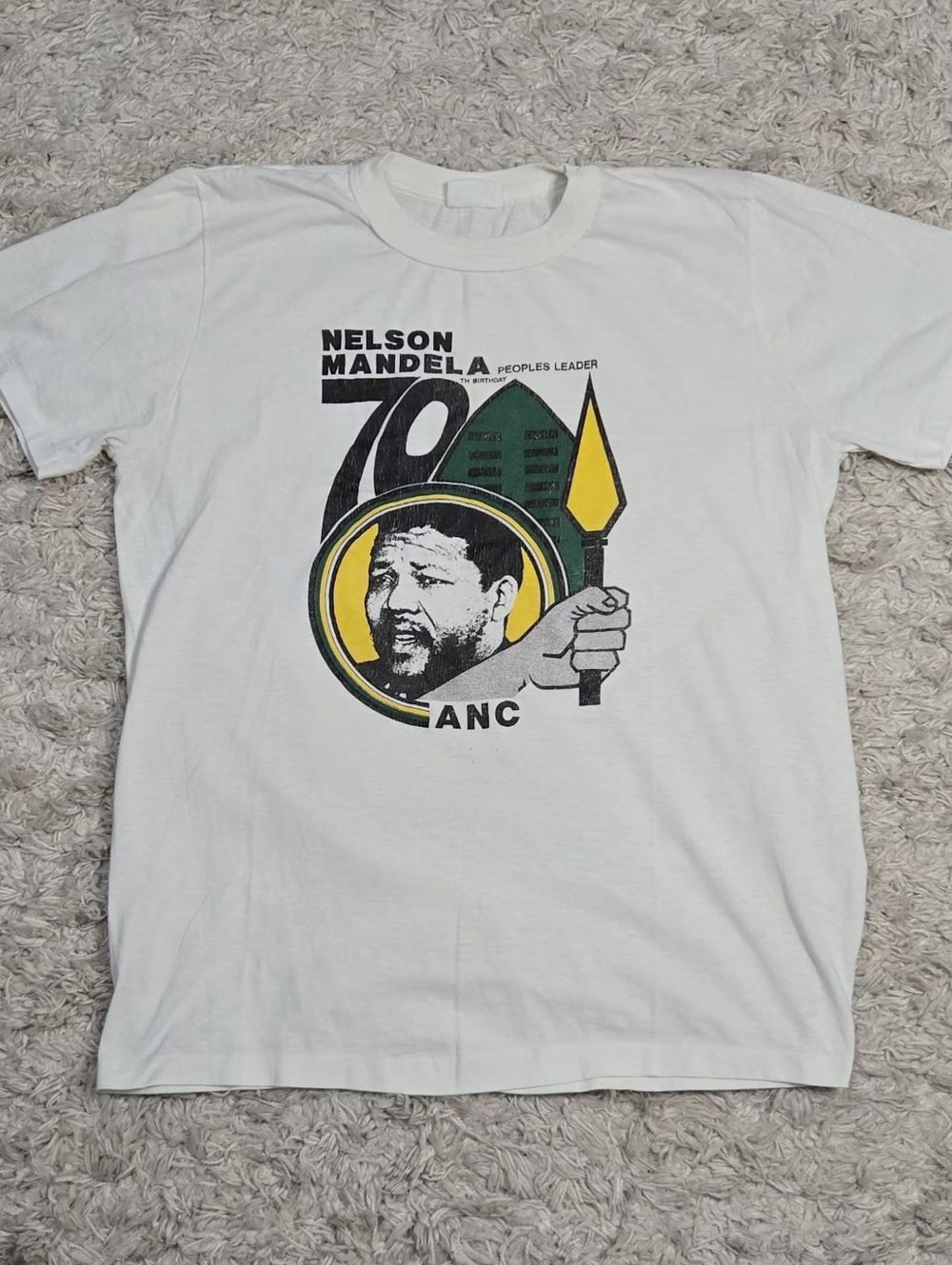 VTG 80s Nelson Mandela 70th Birthday ANC Graphic Tee L